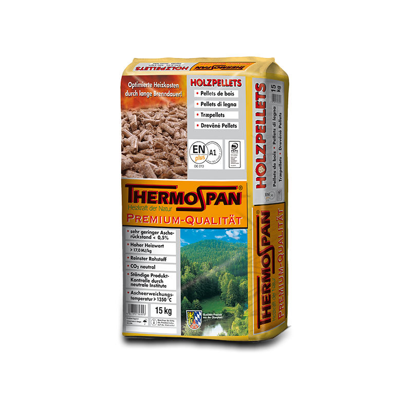 Thermospan® Holzpellets – 990 kg – Palette mit 66 × 15 kg