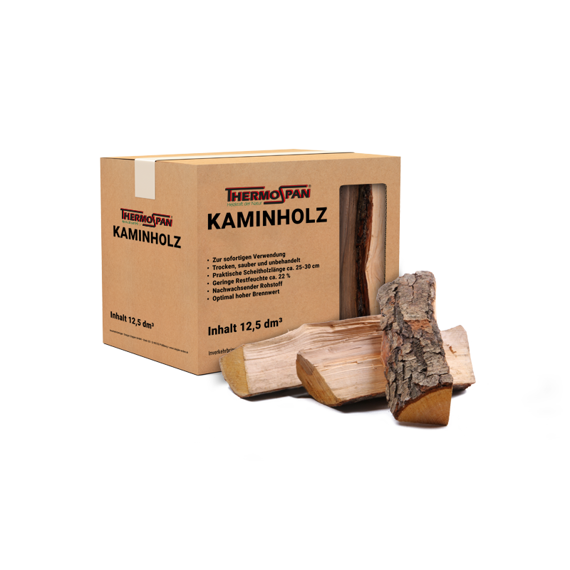Thermospan® Kaminholz – Hartholz-Mix – 72 Netze à 12,5 dm³