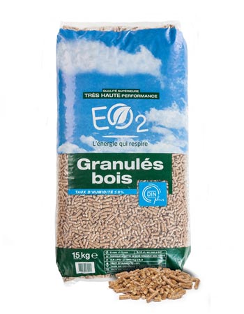 EO2 Holzpellets – 990 kg – Palette mit 66 × 15 kg