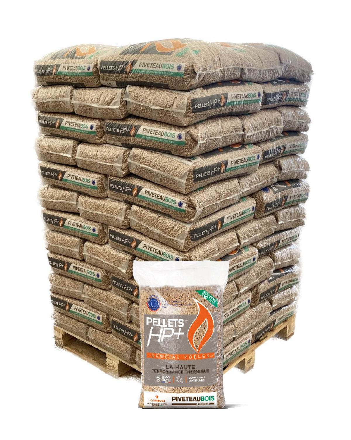 HP+ Holzpellets – 1.080 kg – Palette mit 72 × 15 kg